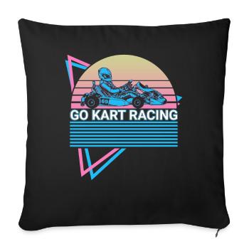 Go Kart Racing Rétro Go-Kart - Housse de coussin décorative 45 x 45 cm - noir - Devant