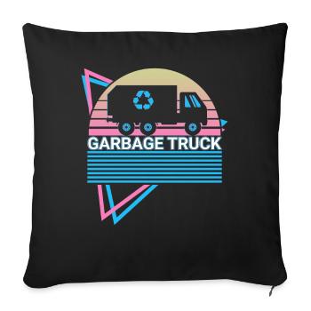 Camion à ordures rétro - Housse de coussin décorative 45 x 45 cm - noir - Devant