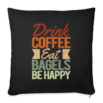 Bagel Gift Funny - Sofa pillowcase 17,3'' x 17,3'' (45 x 45 cm) - black - Front