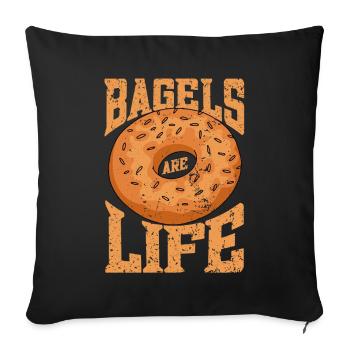 Bagel Gift Funny - Sofa pillowcase 17,3'' x 17,3'' (45 x 45 cm) - black - Front