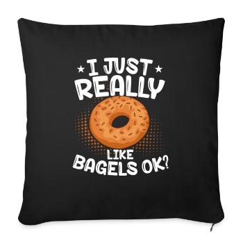 Bagel Gift Funny - Sofa pillowcase 17,3'' x 17,3'' (45 x 45 cm) - black - Front