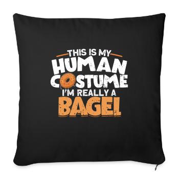 Bagel Gift Funny - Sofa pillowcase 17,3'' x 17,3'' (45 x 45 cm) - black - Front