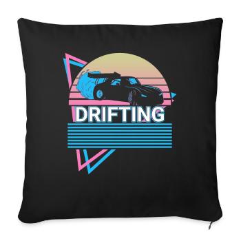Drifting Retro Drift Auto Tuning - Sofa pillowcase 17,3'' x 17,3'' (45 x 45 cm) - black - Front