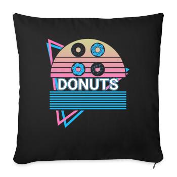 Donuts Retro Donut - Sofakissenbezug 45 x 45 cm - Schwarz - Vorne
