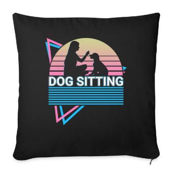 Dog Sitting Retro Trainer - Sofa pillowcase 17,3'' x 17,3'' (45 x 45 cm) - black - Front