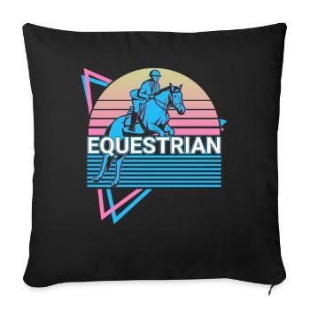Equestrian Sport Retro Horse Rider - Sofa pillowcase 17,3'' x 17,3'' (45 x 45 cm) - black - Front