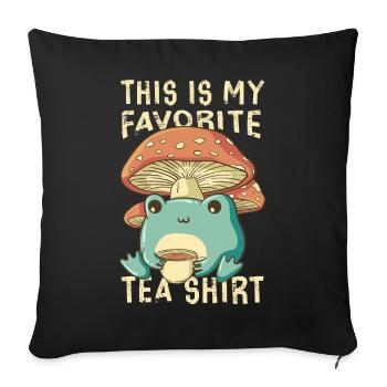 Cottagecore Aesthetic Frog Sipping Tea - Sofa pillowcase 17,3'' x 17,3'' (45 x 45 cm) - black - Front