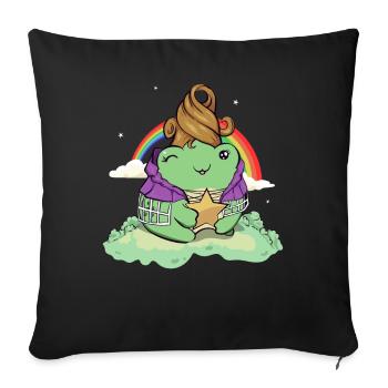 Avant Garde Aesthetic Funny Kawaii Frog - Sofakissenbezug 45 x 45 cm - Schwarz - Vorne