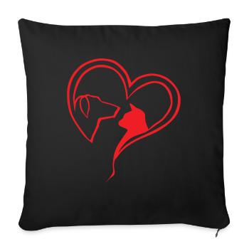 Animal Love Dog Cat Heart Gift - Sofa pillowcase 17,3'' x 17,3'' (45 x 45 cm) - black - Front