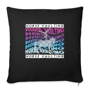 Chevaux Saut Cavaliers - Housse de coussin décorative 45 x 45 cm - noir - Devant