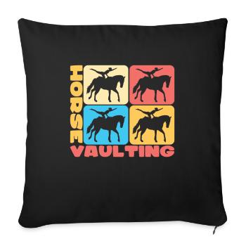 Chevaux Saut Cavaliers - Housse de coussin décorative 45 x 45 cm - noir - Devant