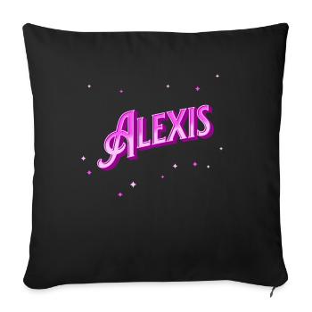 Alexi's name personalized - Sofa pillowcase 17,3'' x 17,3'' (45 x 45 cm) - black - Front