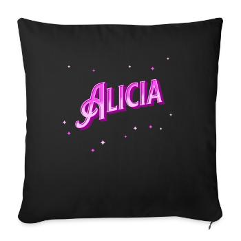 Alicia name personalized - Sofa pillowcase 17,3'' x 17,3'' (45 x 45 cm) - black - Front