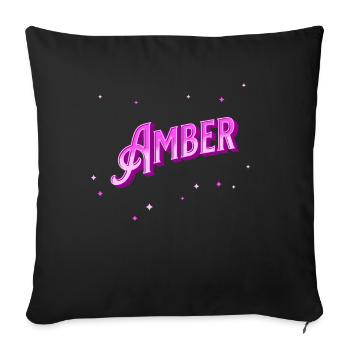 Amber name personalized - Sofa pillowcase 17,3'' x 17,3'' (45 x 45 cm) - black - Front