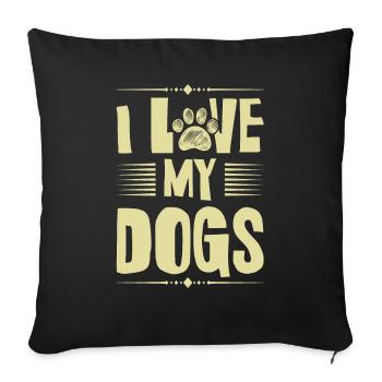 J’aime mes chiens - Housse de coussin décorative 45 x 45 cm - noir - Devant