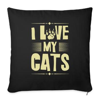 I Love my Cats - Sofa pillowcase 17,3'' x 17,3'' (45 x 45 cm) - black - Front