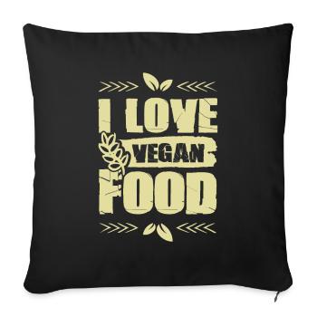 I Love Vegan - Sofa pillowcase 17,3'' x 17,3'' (45 x 45 cm) - black - Front