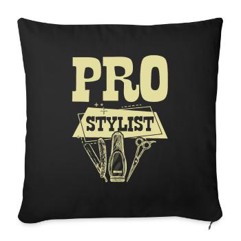 Dicton styliste professionnel - Housse de coussin décorative 45 x 45 cm - noir - Devant