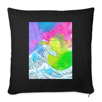 Art Academia Aesthetic Great Wave Off Kanagawa - Sofa pillowcase 17,3'' x 17,3'' (45 x 45 cm) - black - Front