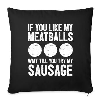 Spaghetti aux boulettes de viande drôle de cadeau italien - Housse de coussin décorative 45 x 45 cm - noir - Devant