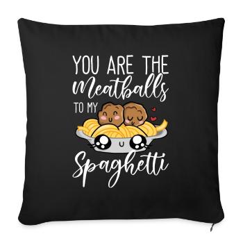Spaghetti aux boulettes de viande drôle de cadeau italien - Housse de coussin décorative 45 x 45 cm - noir - Devant