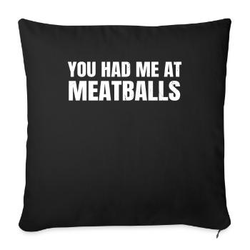 Spaghetti aux boulettes de viande drôle de cadeau italien - Housse de coussin décorative 45 x 45 cm - noir - Devant