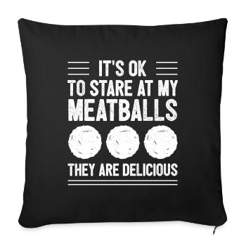 Spaghetti aux boulettes de viande drôle de cadeau italien - Housse de coussin décorative 45 x 45 cm - noir - Devant