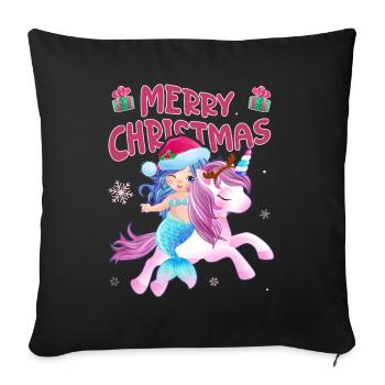 Weihnachten Einhorn Und Meerjungfrau Mit - Sofakissenbezug 45 x 45 cm - Schwarz - Vorne