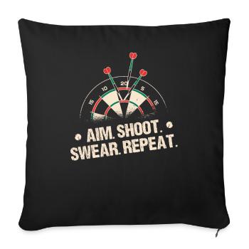 Aim Shoot Swear Repeat Darts Player Dartboard - Housse de coussin décorative 45 x 45 cm - noir - Devant