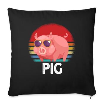 Pig Sunglasses - Sofa pillowcase 17,3'' x 17,3'' (45 x 45 cm) - black - Front