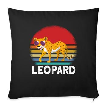 Lunettes de soleil léopard - Housse de coussin décorative 45 x 45 cm - noir - Devant
