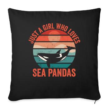 Lustiger Orca-Wal Meer Panda Retro - Sofakissenbezug 45 x 45 cm - Schwarz - Vorne