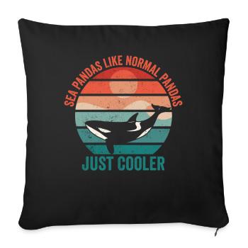Drôle d’orque de mer Panda Rétro - Housse de coussin décorative 45 x 45 cm - noir - Devant