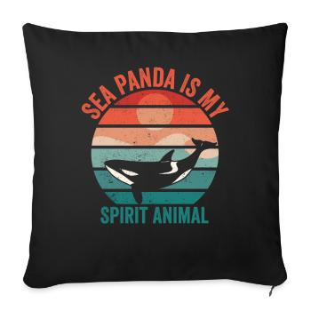 Drôle d’orque de mer Panda Rétro - Housse de coussin décorative 45 x 45 cm - noir - Devant