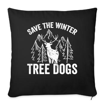 Funny deer save the winter tree dogs - Sofa pillowcase 17,3'' x 17,3'' (45 x 45 cm) - black - Front