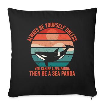 Drôle d’orque de mer Panda Rétro - Housse de coussin décorative 45 x 45 cm - noir - Devant