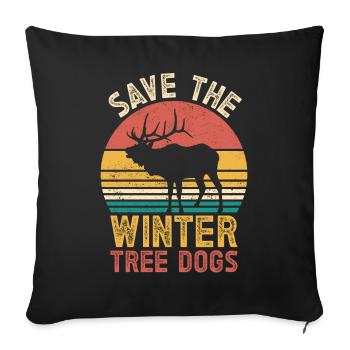 Funny Deer Save the Winter Tree Dog - Sofa pillowcase 17,3'' x 17,3'' (45 x 45 cm) - black - Front