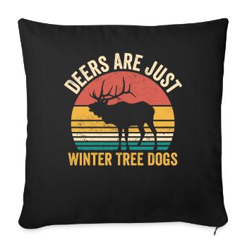 Les drôles de cerfs ne sont que des chiens d’arbres d’hiver rétro - Housse de coussin décorative 45 x 45 cm - noir - Devant