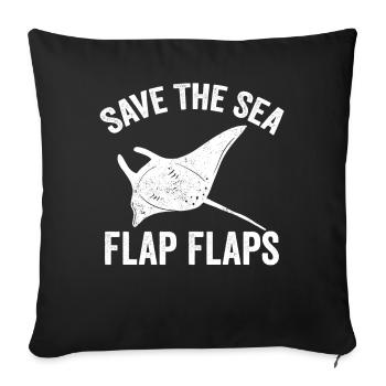 Lustige Manta Rochen Stachelrochen Rette das Meer - Sofakissenbezug 45 x 45 cm - Schwarz - Vorne