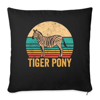 Funny Zebra Tiger Pony Retro - Sofa pillowcase 17,3'' x 17,3'' (45 x 45 cm) - black - Front