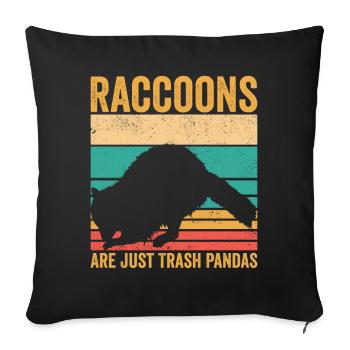 Funny raccoons are just garbage pandas retro - Sofa pillowcase 17,3'' x 17,3'' (45 x 45 cm) - black - Front