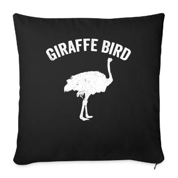 Drôle d’oiseau girafe d’autruche - Housse de coussin décorative 45 x 45 cm - noir - Devant
