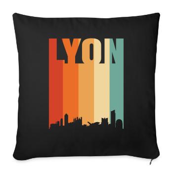 Lyon Frankreich Skyline - Sofakissenbezug 45 x 45 cm - Schwarz - Vorne