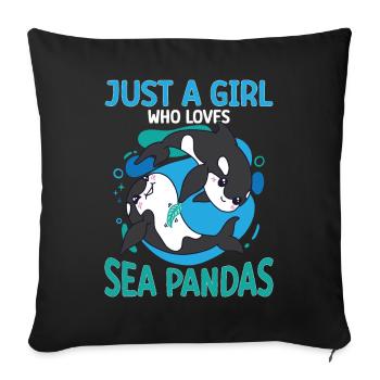 Drôle d’orque Whale Sea Panda - Housse de coussin décorative 45 x 45 cm - noir - Devant