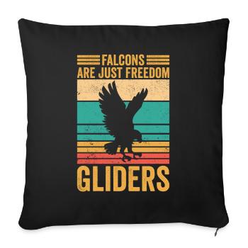 Funny falcons are just freedom gliders retro - Sofa pillowcase 17,3'' x 17,3'' (45 x 45 cm) - black - Front