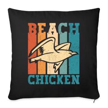 Mouette mouette Poulet de plage Rétro drôle - Housse de coussin décorative 45 x 45 cm - noir - Devant