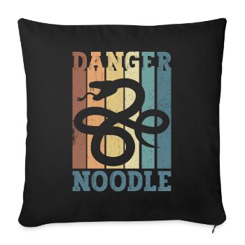 Snake Danger Noodle Rétro - Housse de coussin décorative 45 x 45 cm - noir - Devant