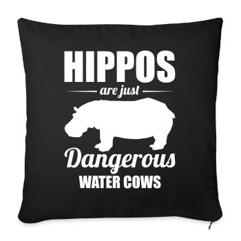 Funny Hippo Hippopotamus - Sofa pillowcase 17,3'' x 17,3'' (45 x 45 cm) - black - Front