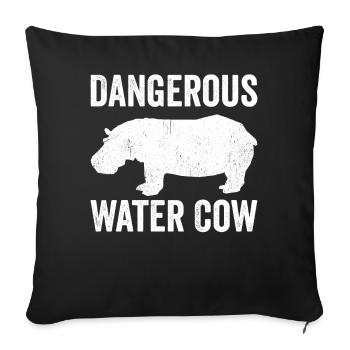 Funny Hippopotamus Hippopotamus Dangerous Water Cow - Sofa pillowcase 17,3'' x 17,3'' (45 x 45 cm) - black - Front