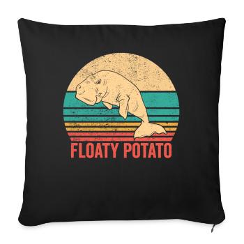 Funny Manatee Floaty Potato Retro - Sofa pillowcase 17,3'' x 17,3'' (45 x 45 cm) - black - Front